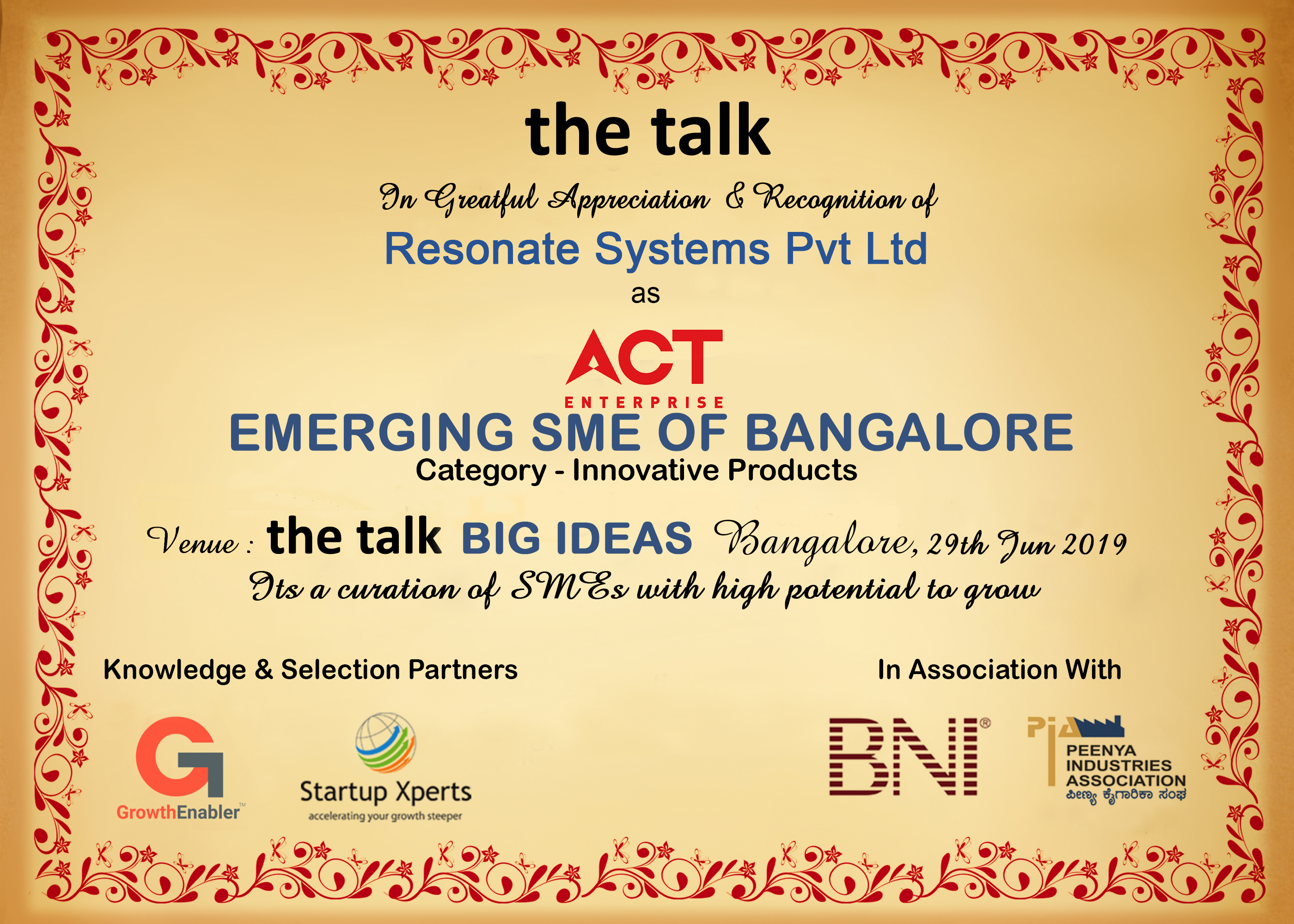 the talk - Big Ideas To Scale SME's And Startups The Westin, Hyderabad - 06th March 2019